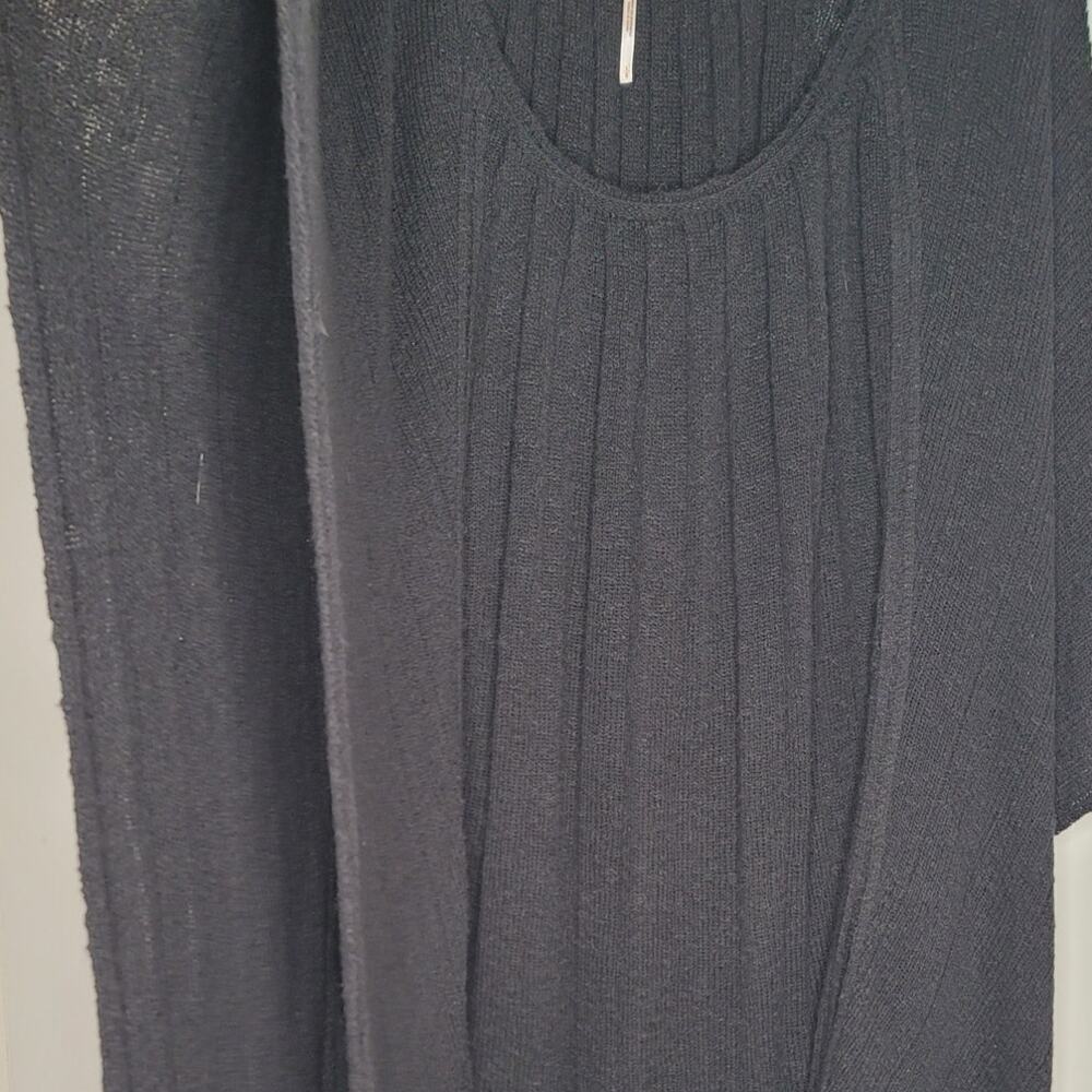 Free People Frontier Cape Black Slip on Coat Sweaters Cover Warm High Low Uneven - Picture 8 of 10